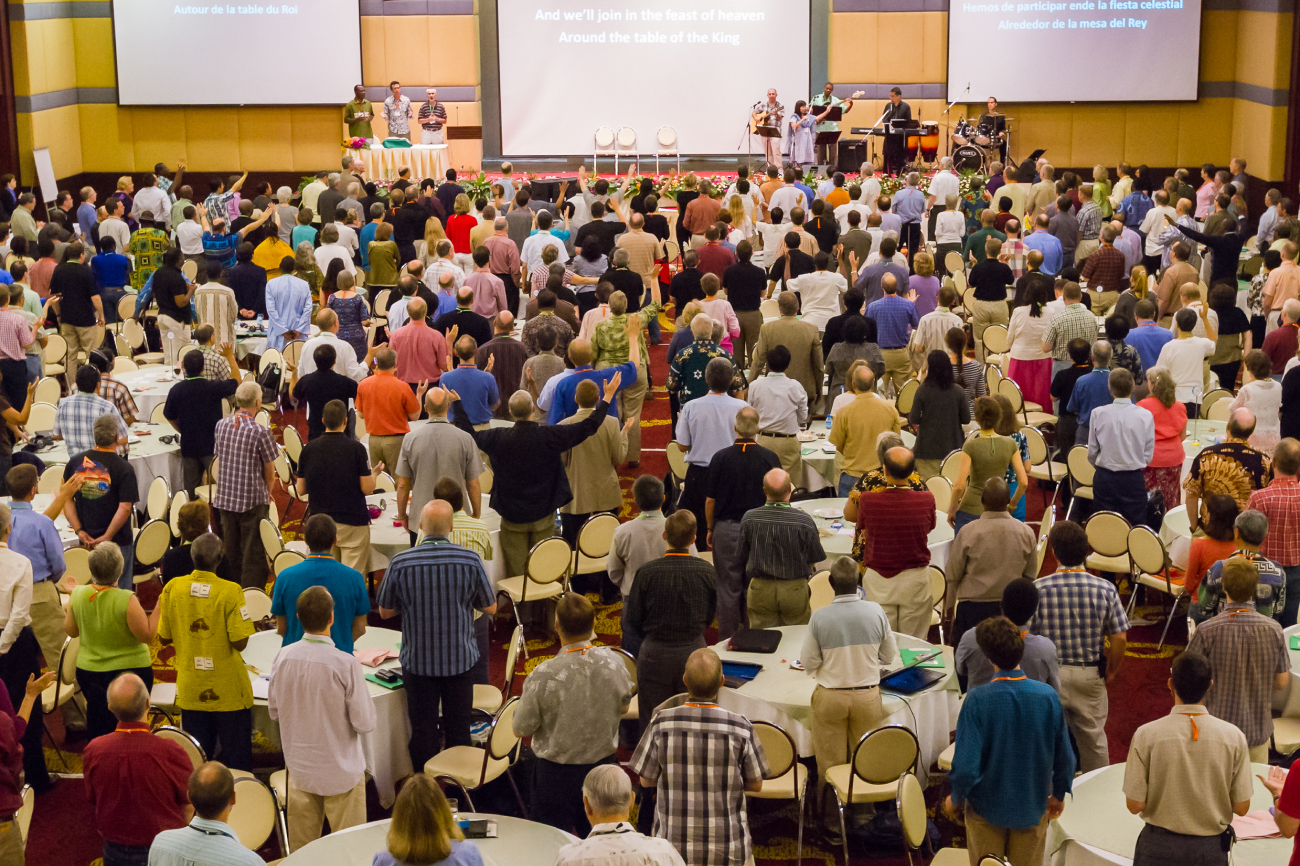 a large assembly of Bible translation workers